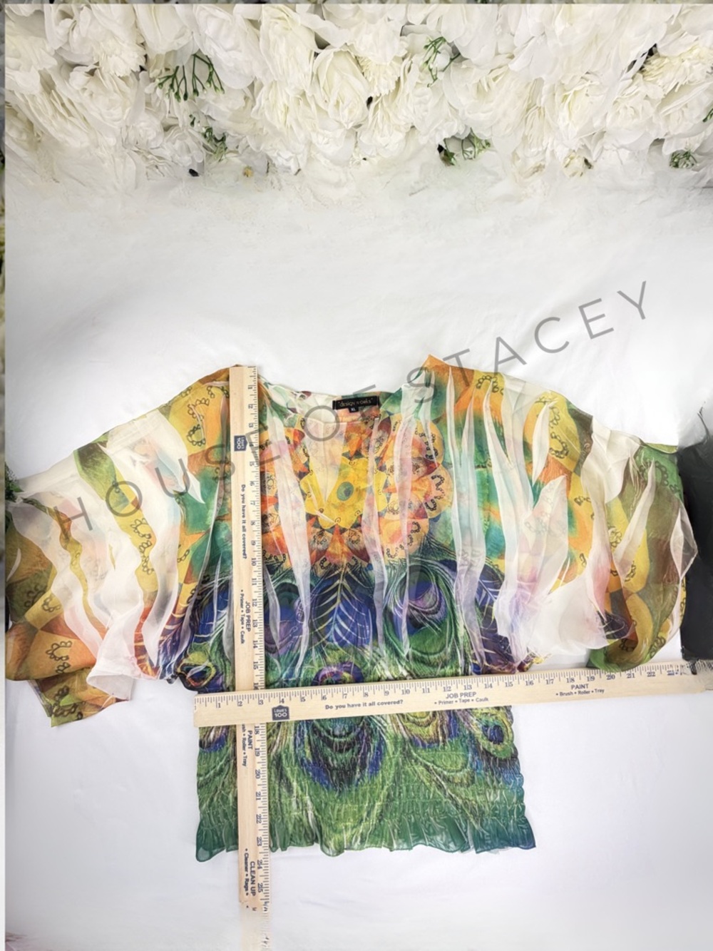 Blouse – Flowy Sheer Top, Smocked Waist, XL - Design Works - Picture 6 of 10